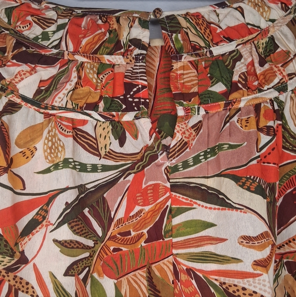 Thml Multicolor Blouse Ruffle Flutter Sleeve Trop… - image 6